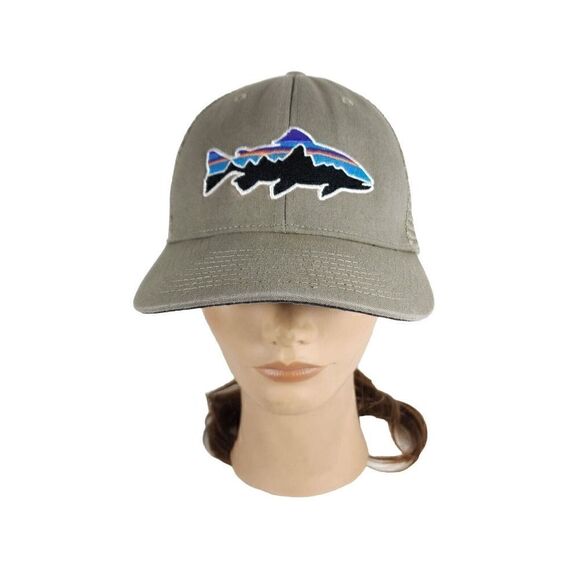 Patagonia Unisex Fitz Roy Trout OS Gray Adjustable Snapback Trucker Cap Hat - Picture 1 of 10